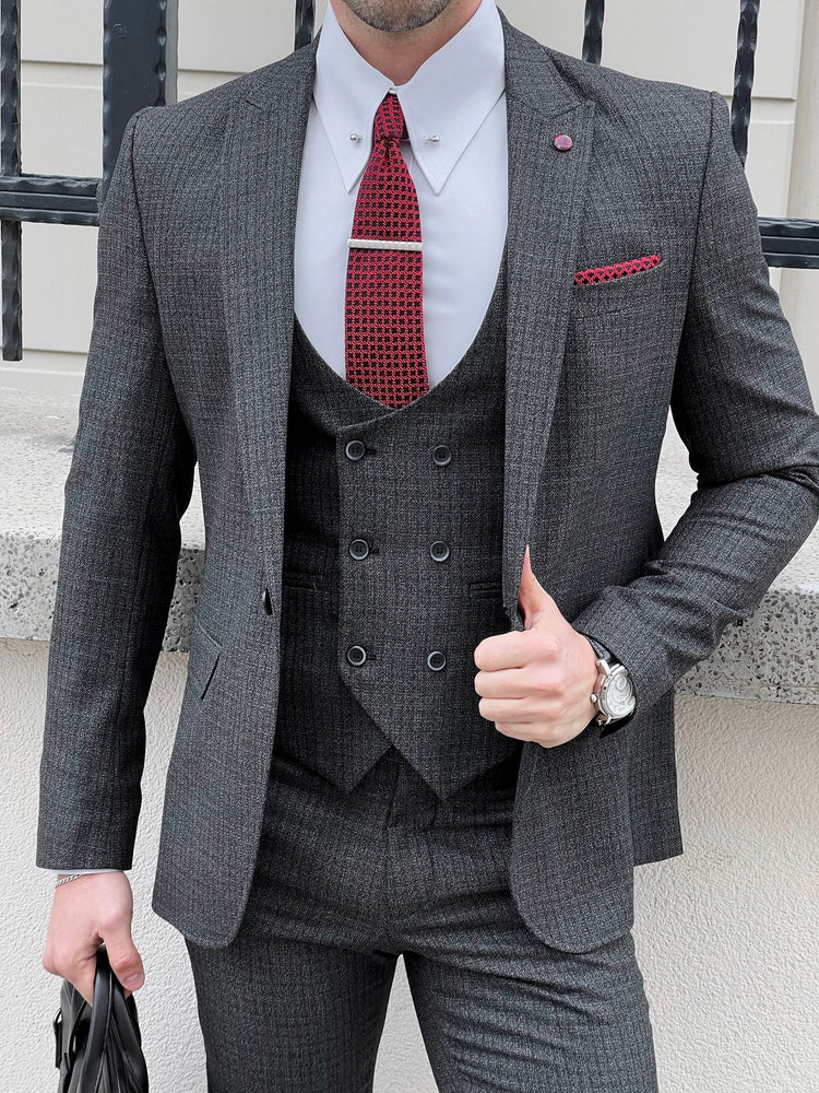 
                  
                    Slim Fit Pointed Collar Vest Anthracite Suit
                  
                