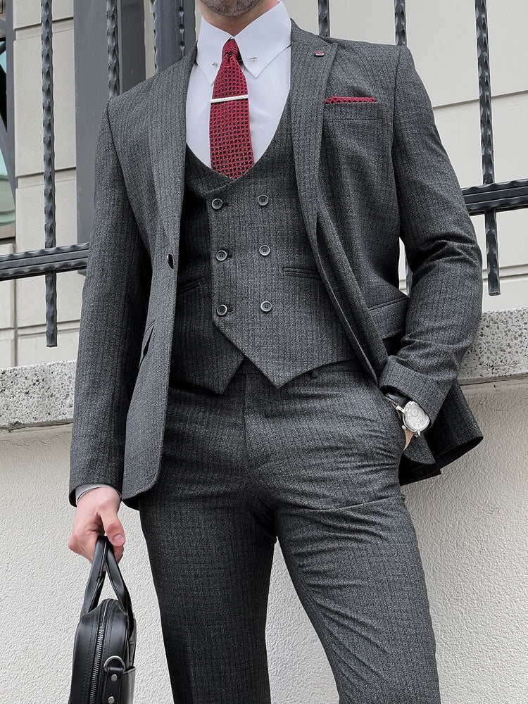 
                  
                    Slim Fit Pointed Collar Vest Anthracite Suit
                  
                