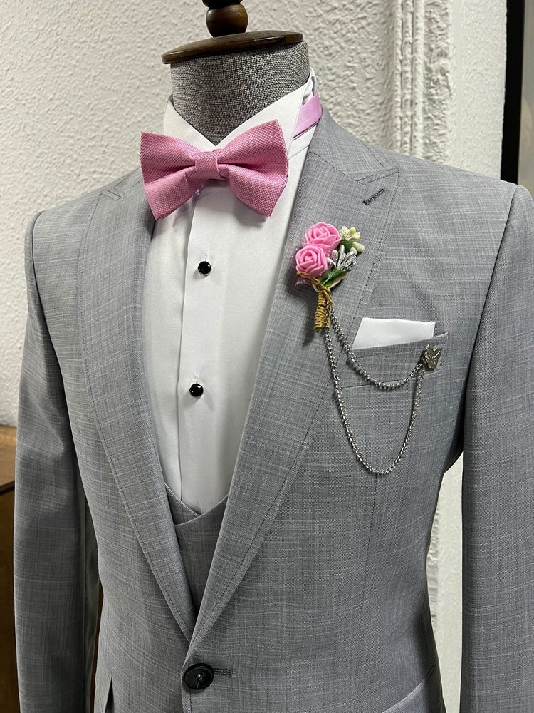 
                  
                    Slim-fit Pointed Collar Gray Tuxedo Vest Suit
                  
                
