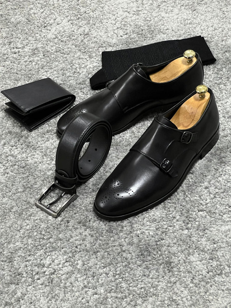 
                  
                    Neo Lite Sole Double Monk Strap Black Shoes
                  
                