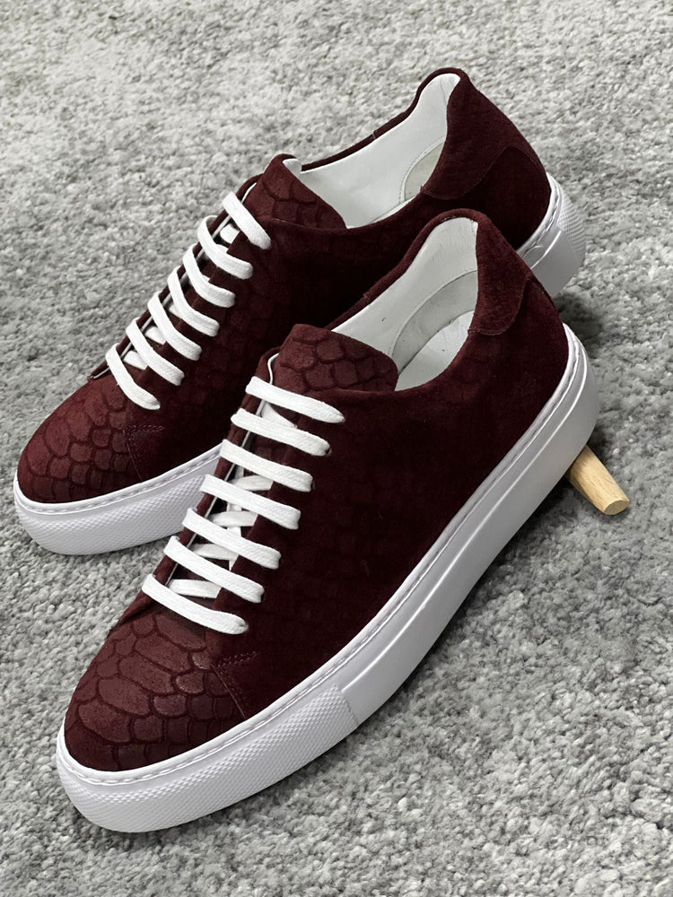 
                  
                    Rubner sole Lace-up suede print leather Burgundy
                  
                