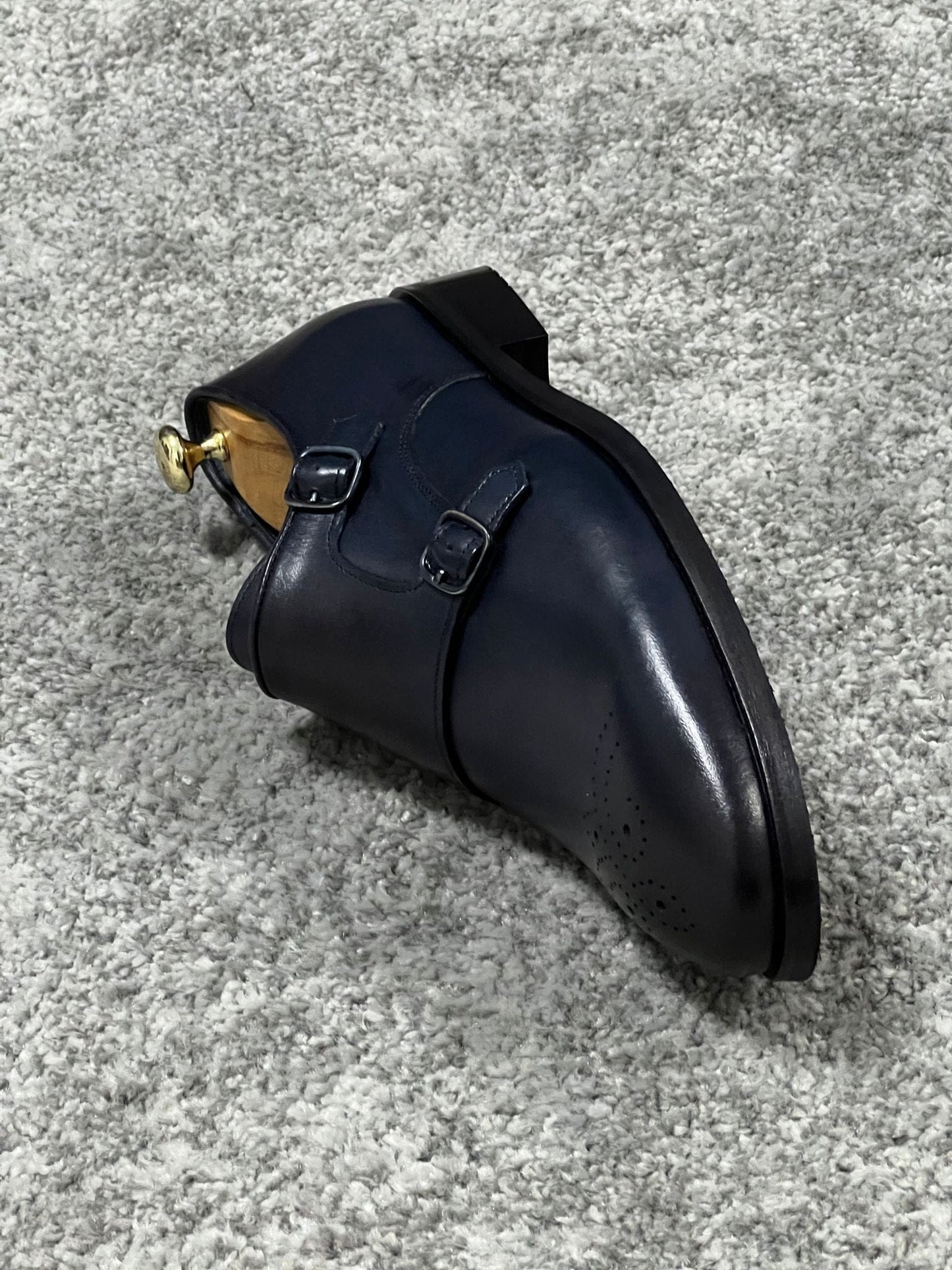 
                  
                    Neolite Sole Double Monk Strap Navy Blue Classic Shoes
                  
                