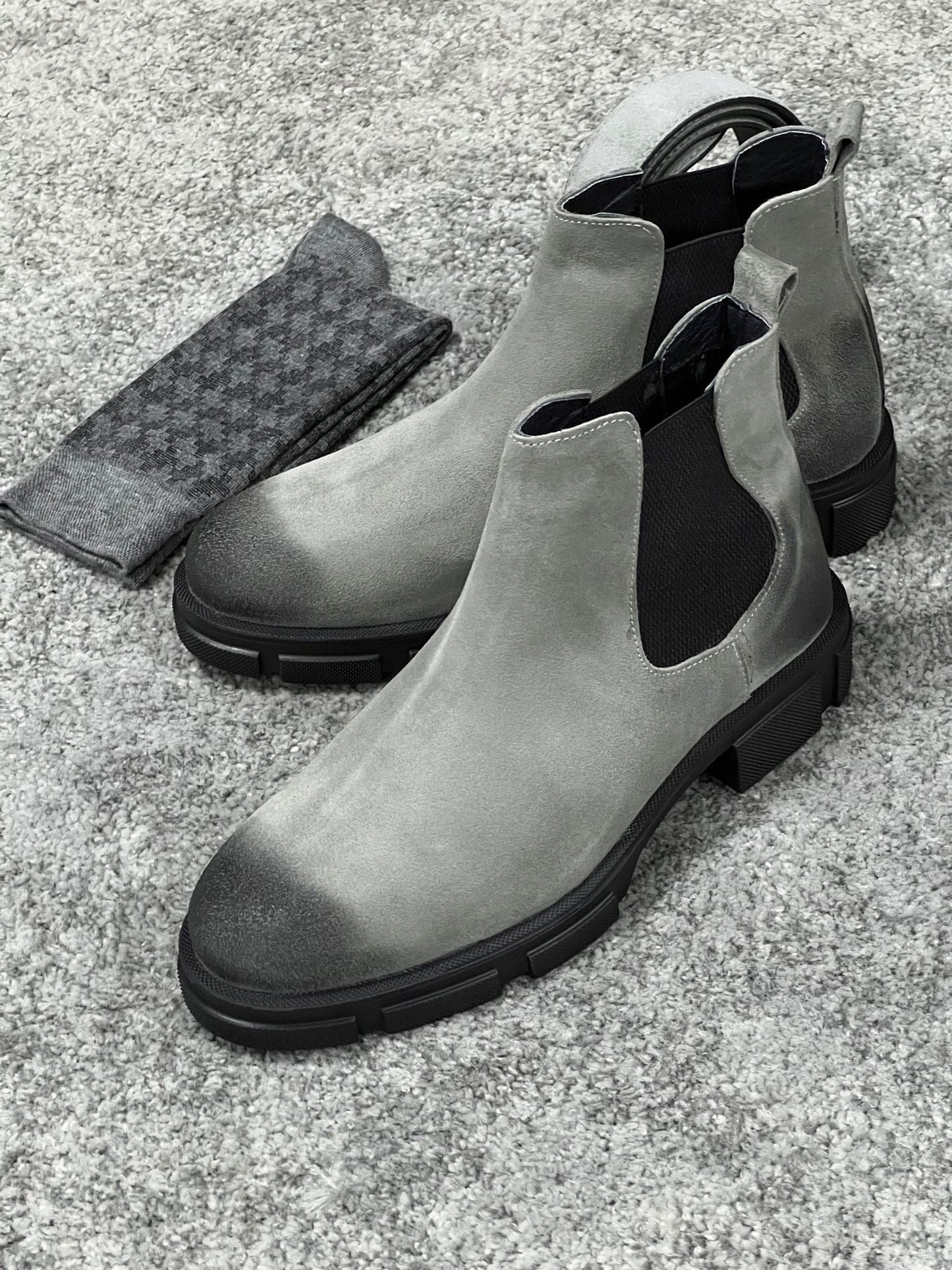 
                  
                    Suede Leather Gray Winter Men’s Boots
                  
                