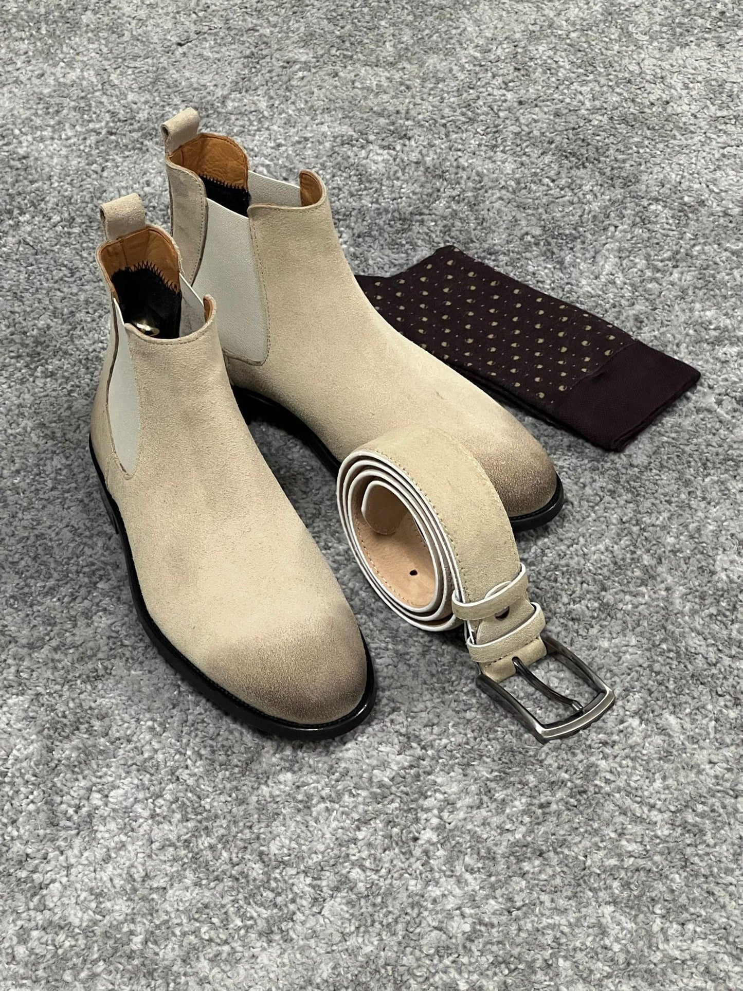 
                  
                    Leather Sole Suede Mink Boots
                  
                