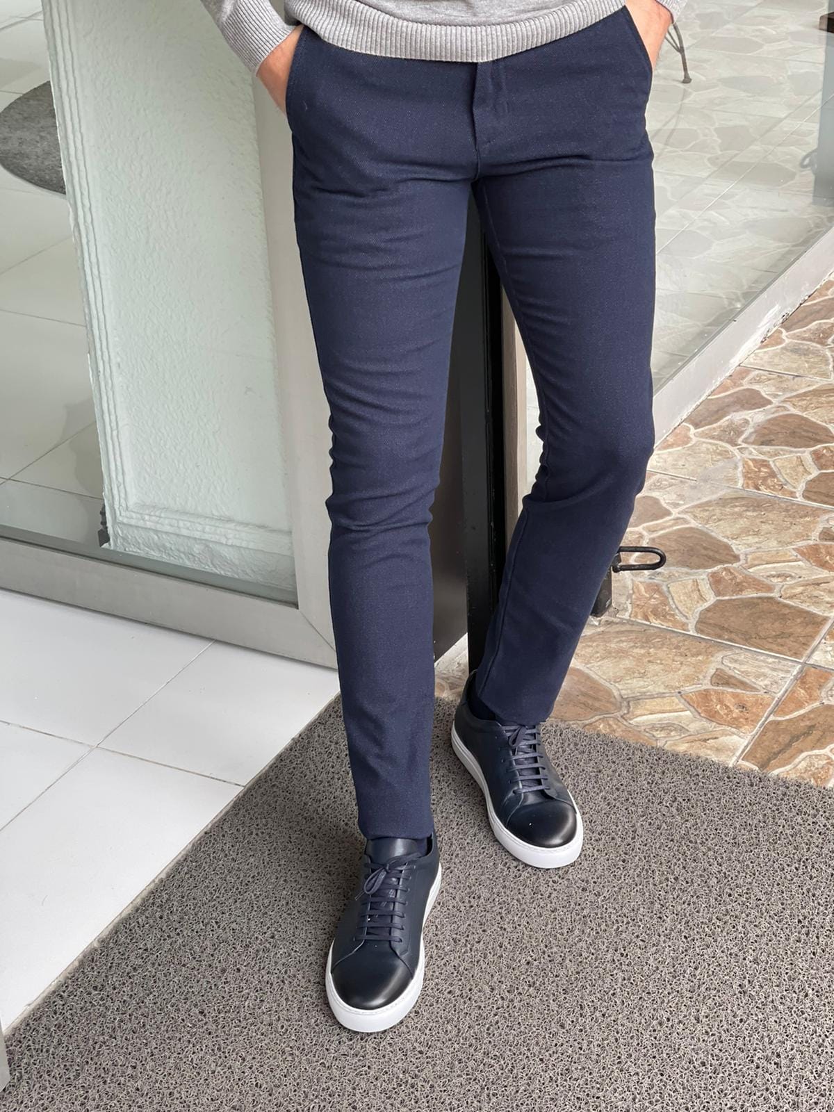 
                  
                    Slim Fit Navy Blue Dress Pants - OUTFITLIFT
                  
                