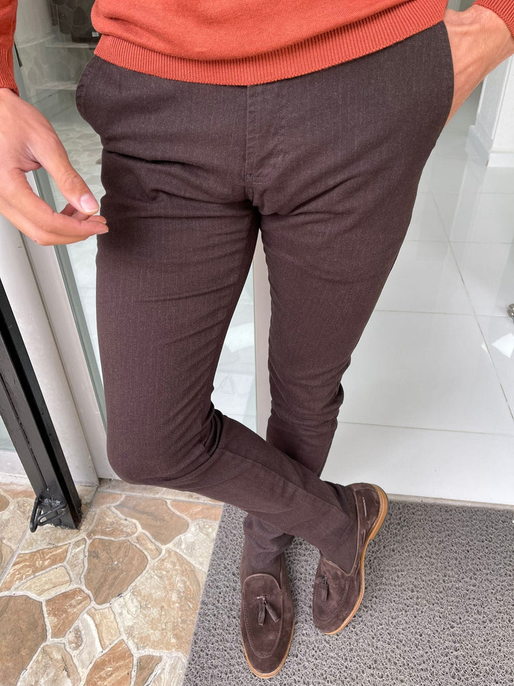 
                  
                    Slim Fit Side Pocket Navy Brown Pants - OUTFITLIFT
                  
                