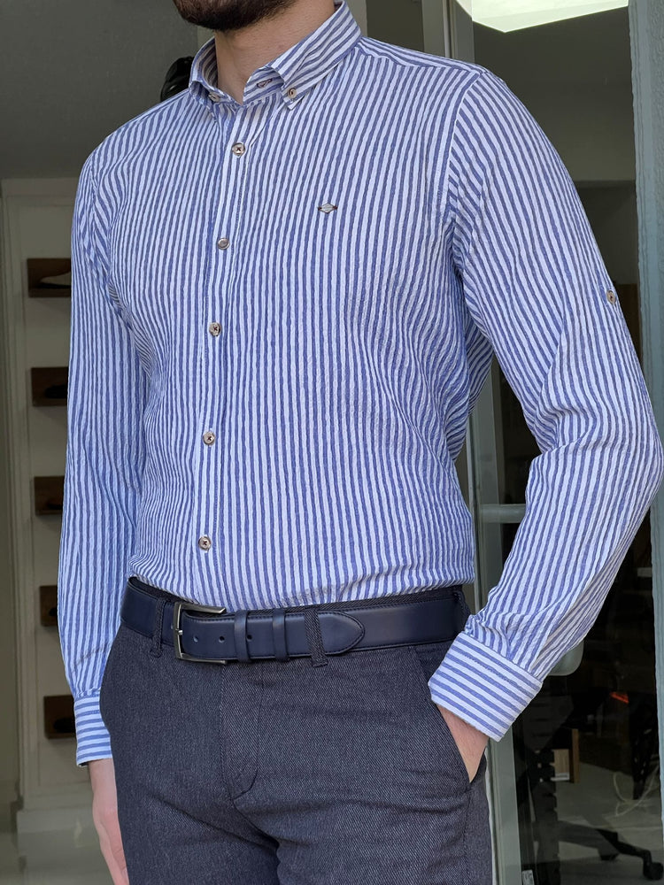 
                  
                    Slim Fit Foldable Sleeve Seersucker Shirt - OUTFITLIFT
                  
                