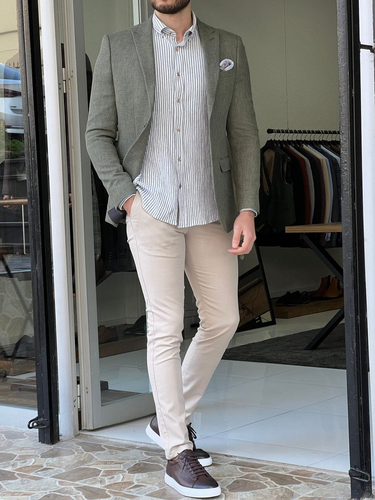 
                  
                    Slim Fit Cotton Green Jacket - OUTFITLIFT
                  
                