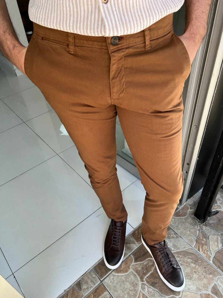 
                  
                    Slim Fit Cotton Camel Pants - OUTFITLIFT
                  
                