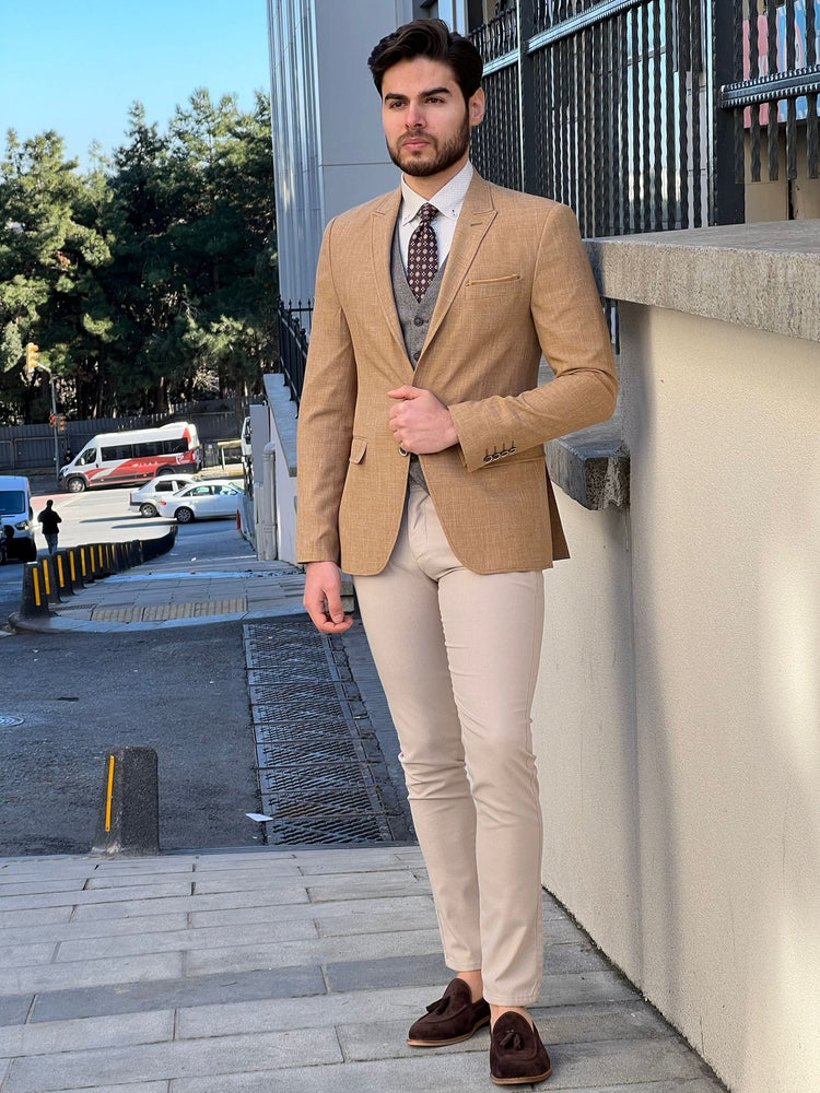 
                  
                    Slim Fit Self-Patterned Mustard Cotton Jacket - OUTFITLIFT
                  
                