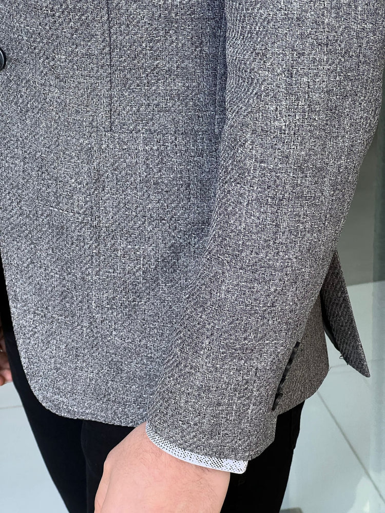 
                  
                    Slim Fit Self-Patterned Grey Jacket - OUTFITLIFT
                  
                