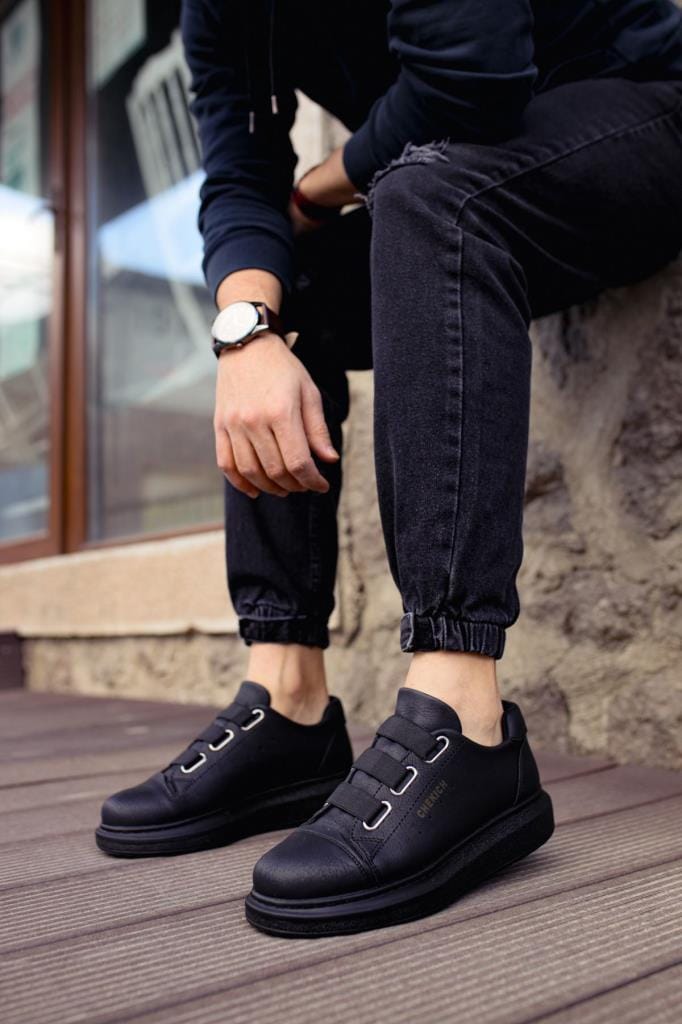 Buy FURTHER Casual Lace Up Sneakers for Men Solid Black Sneakers Shoes for  Men Solid Black Casuals for Men (Black 10) at Amazon.in