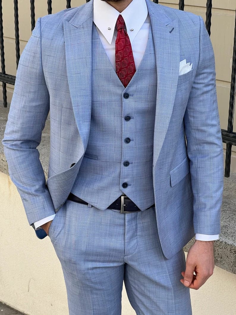 mens suit light blue