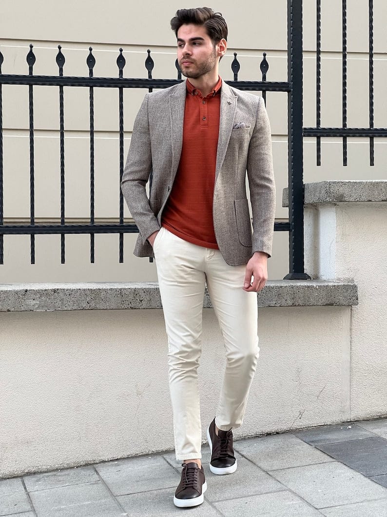 
                  
                    Slim Fit Knitted Textured Brown Mens Blazer
                  
                