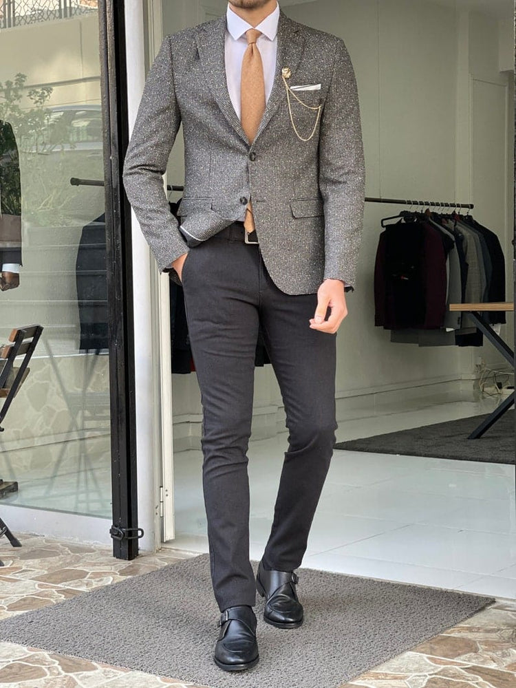 
                  
                    Men's Slim Fit Wool Patterned Blazer - OUTFITLIFT
                  
                